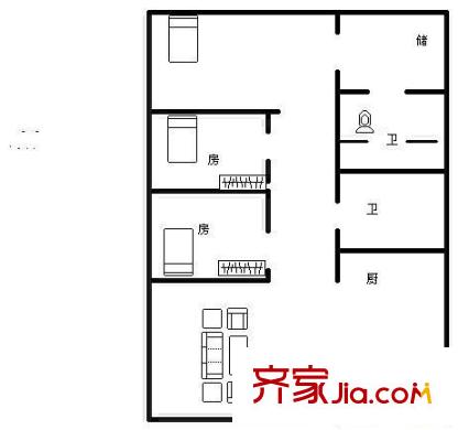 百色大廈 3室 戶型圖