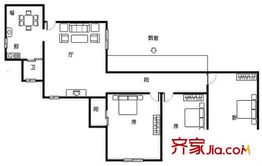 隱怡公寓 3室 戶型圖