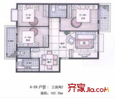 金花苑戶型圖3室2廳2衛(wèi)1廚