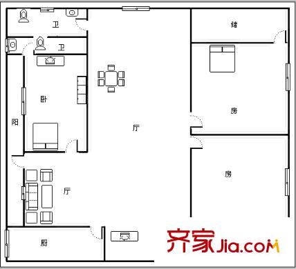 金湖苑 3室 戶型圖