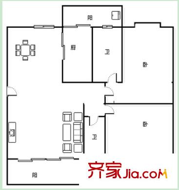 保利東盟國際第一街戶型圖3 2室2廳2衛(wèi)1廚