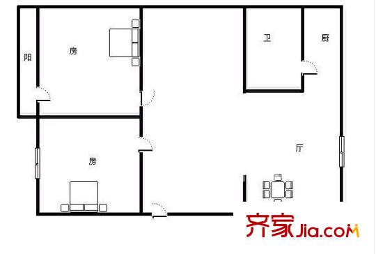 地礦大院 2室 戶(hù)型圖