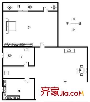 望州南小區(qū) 1室 戶型圖