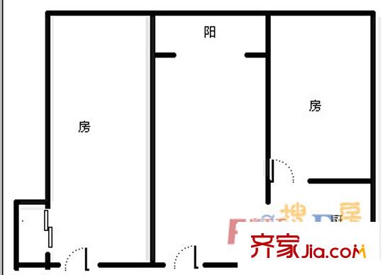 南方大廈戶型圖2室1廳1衛(wèi)