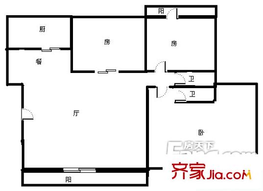 時代俊園戶型圖2275255503801 3室2廳2衛(wèi)1廚