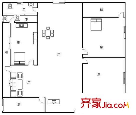 金湖苑 3室 戶型圖