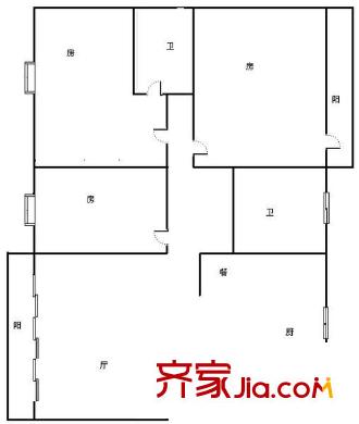 金龍公寓 3室 戶型圖