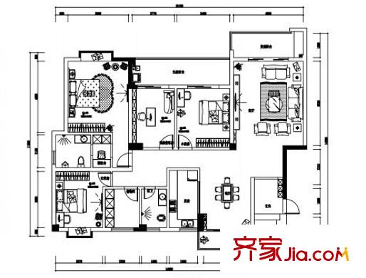 國有高峰林場廂竹小區(qū)戶型圖1 4室2廳2衛(wèi)1廚