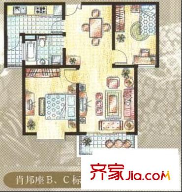 方洲苑 2室 戶型圖