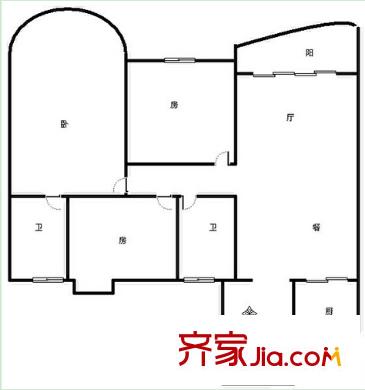 保利東盟國際第一街戶型圖2 3室2廳2衛(wèi)1廚