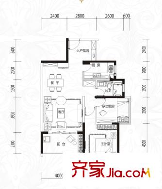 盛天東郡|天禧3#5#樓1單元02-2單元05戶型 2室2廳1衛(wèi)1廚