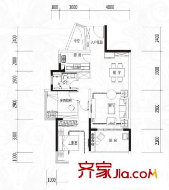 盛天東郡|天禧3#5#樓1/2單元03戶型 2室2廳1衛(wèi)1廚