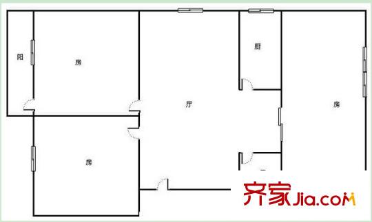 天桃路農(nóng)行宿舍戶型圖3 3室2廳1衛(wèi)1廚