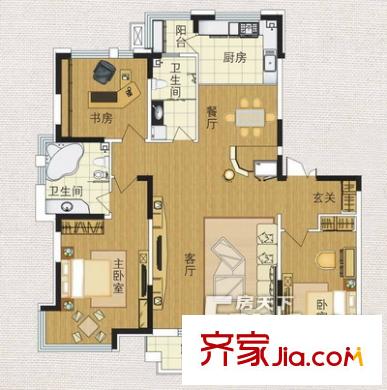 絲綢公司宿舍戶型圖3房2廳 3室2廳1衛(wèi)1廚