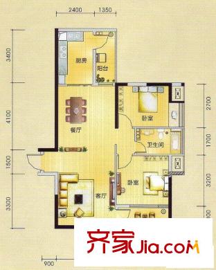 邕江御景戶型圖3#1單元05、2單元07戶型 2室2廳1衛(wèi)1廚