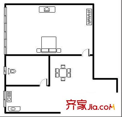 富港商廈 1室 戶型圖
