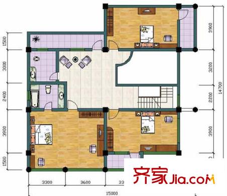 富港商廈戶型圖戶型圖 3室2廳2衛(wèi)1廚