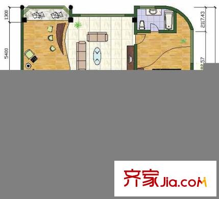 富港商廈戶型圖戶型圖 2室2廳1衛(wèi)1廚