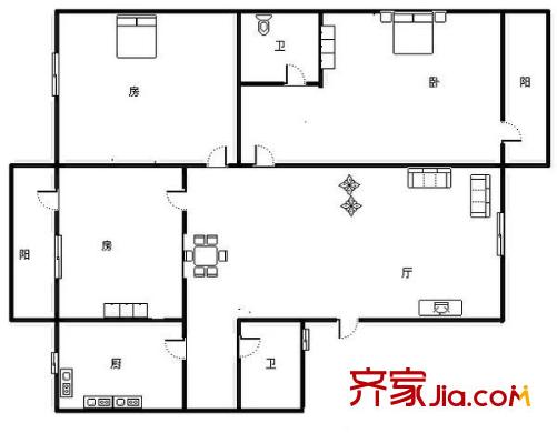 華興園 3室 戶型圖