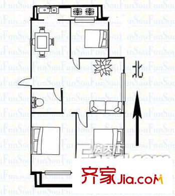 司法廳第一宿舍區(qū)戶型圖6 3室2廳1衛(wèi)1廚