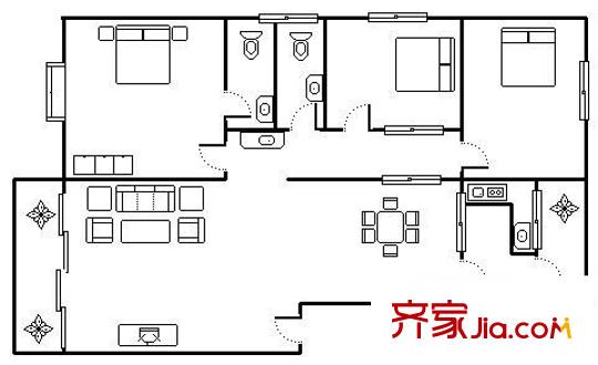 通業(yè)平安佳園戶型圖平安佳園 3室 戶型圖 3室2廳2衛(wèi)1廚