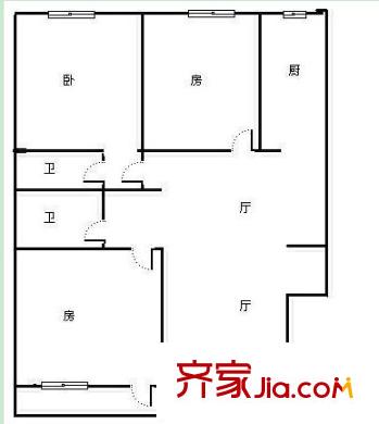 天桃路農(nóng)行宿舍戶型圖2 3室2廳1衛(wèi)1廚
