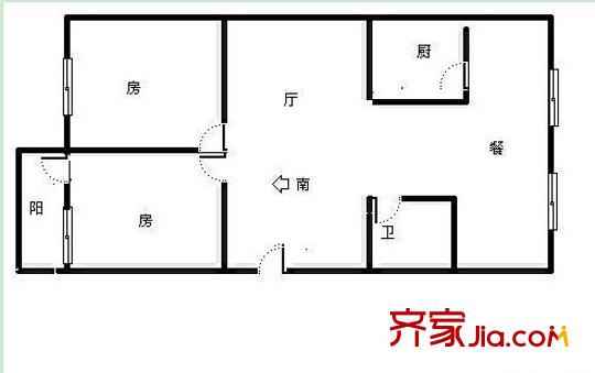 天桃路農(nóng)行宿舍戶型圖1 2室2廳1衛(wèi)1廚