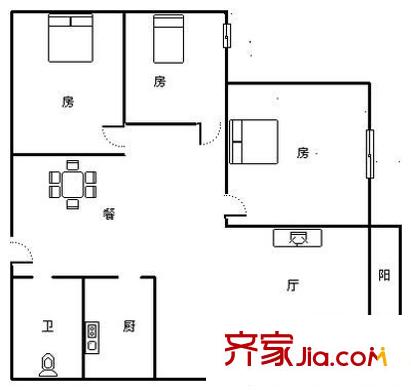 邕江時(shí)代廣場戶型圖3室2廳1衛(wèi) 3室2廳1衛(wèi)1廚