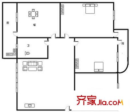 新景花園 3室 戶型圖