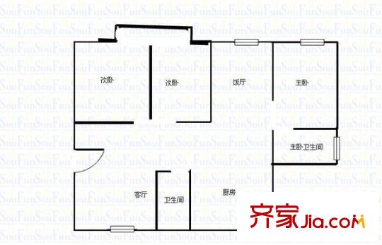 新景花園 3室 戶型圖