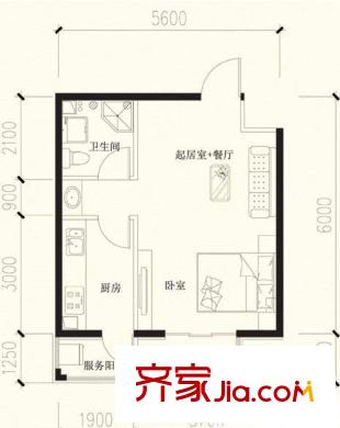 金州瑯園 1室 戶型圖