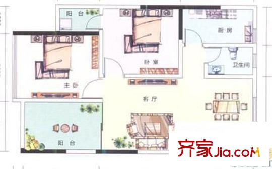 中華苑小區(qū) 2室 戶型圖