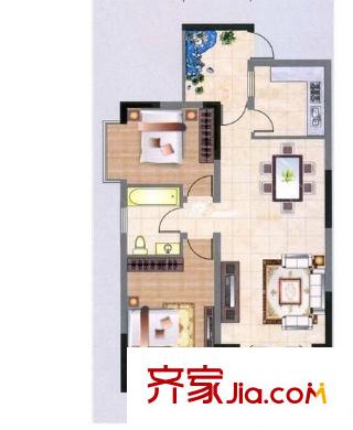 人民西路單位房 2室 戶型圖