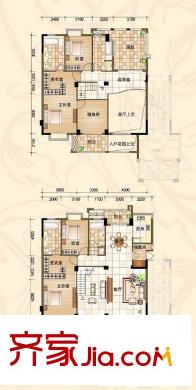 領(lǐng)世郡1號戶型圖1#樓B3戶型 5室4廳4衛(wèi)1廚