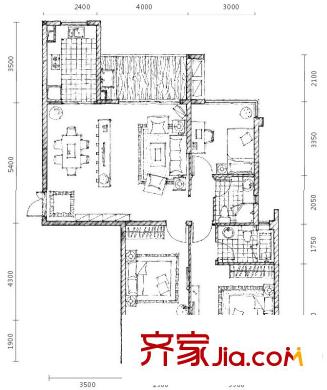 聯(lián)發(fā)臻品戶型圖3#樓C戶型（2012-02-20） 3室2廳2衛(wèi)1廚