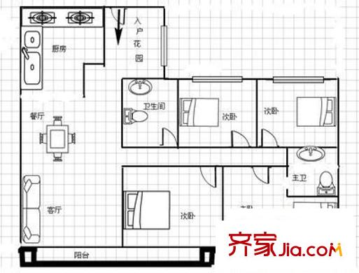 和美家園 4室 戶型圖