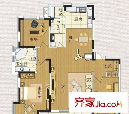民主路郵電局 3室 戶型圖