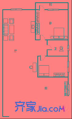 新世紀花園戶型圖2室2廳1衛(wèi) 2室2廳1衛(wèi)1廚