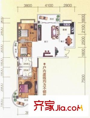 錦繡豪庭 3室 戶型圖