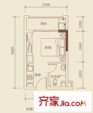 龍光陽光海岸29號樓H1戶型 1室1廳1衛(wèi)1廚