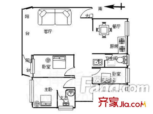 恒龍花園戶型圖4室2廳2衛(wèi) 4室2廳2衛(wèi)1廚