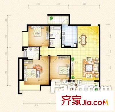 世紀家園戶型圖2房2廳_調(diào)整大小 2室2廳1衛(wèi)1廚