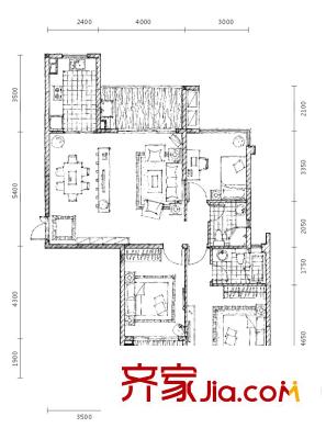 聯(lián)發(fā)臻品戶型圖3#樓C戶型（2011-10-08） 3室2廳2衛(wèi)1廚