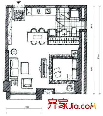 聯(lián)發(fā)臻品戶型圖1#A戶型（2011-10-08） 1室1廳