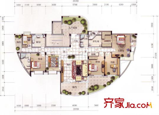 大自然花園戶型圖P-200 5室2廳3衛(wèi)1廚