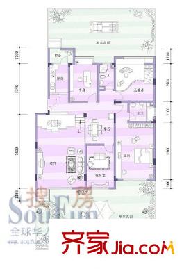 大自然花園戶型圖四房 4室2廳2衛(wèi)1廚