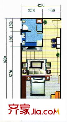 力天大廈戶型圖金牌白領(lǐng)公寓 1室1廳1衛(wèi)1廚