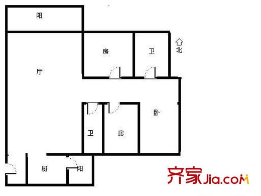 東景花園 3室 戶型圖