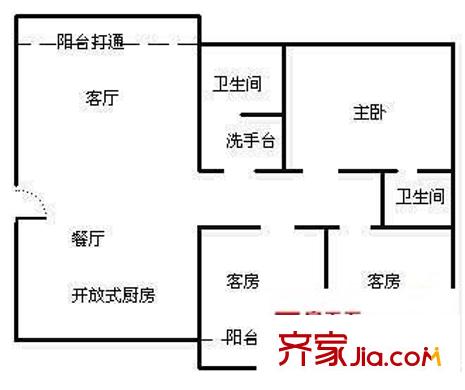 香港花園 3室 戶型圖