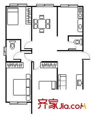 香港花園 3室 戶型圖